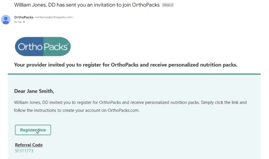 Patient register email Patient register email screenshot